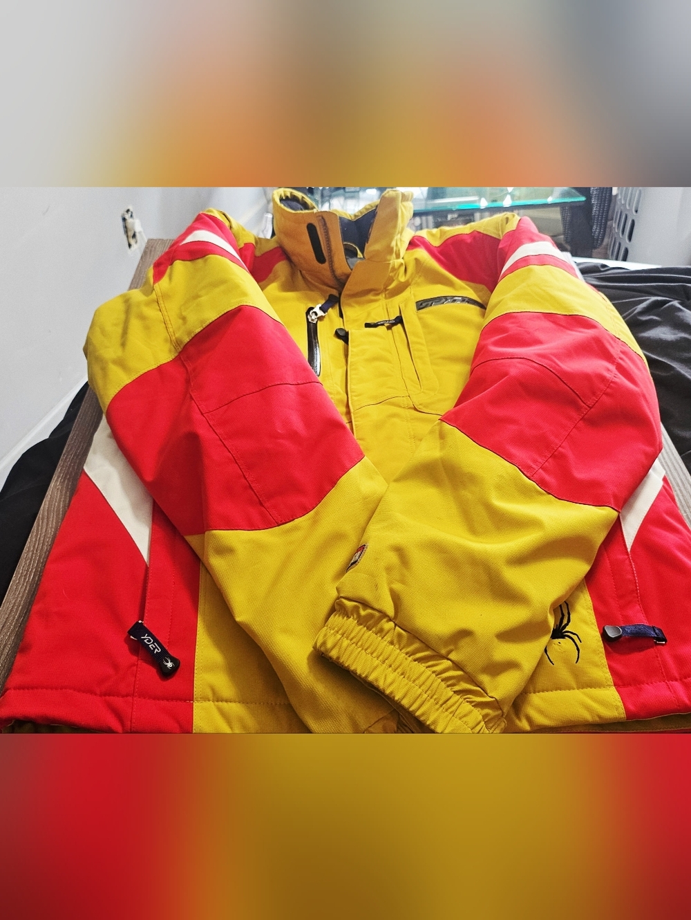Vintage Youth Spyder Thinsulate 2 in 1 jacket & vest in yellow/red/white size 18